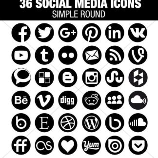36 Social Media Icons - Vector Black