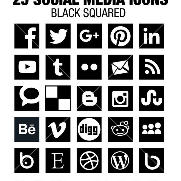 Black Square Social Media Icons