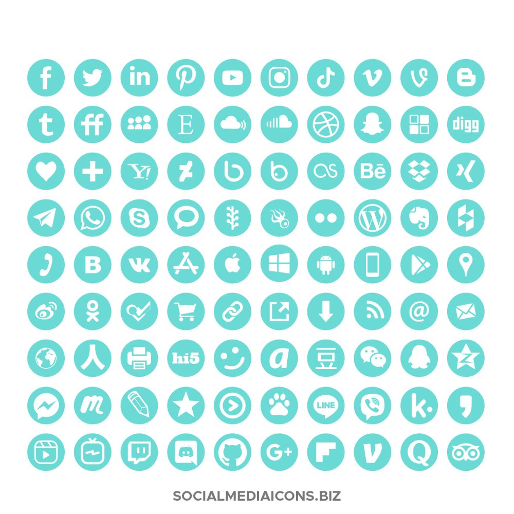 Hexachrome Mint Social Media Icon set