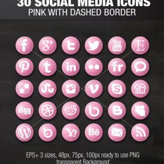 Pink dashed social media icons