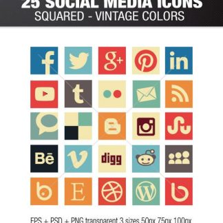 Vintage square social media icons