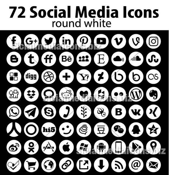 round white social media icons
