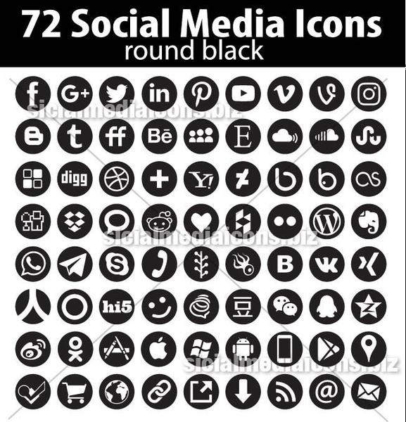 round black social media icons