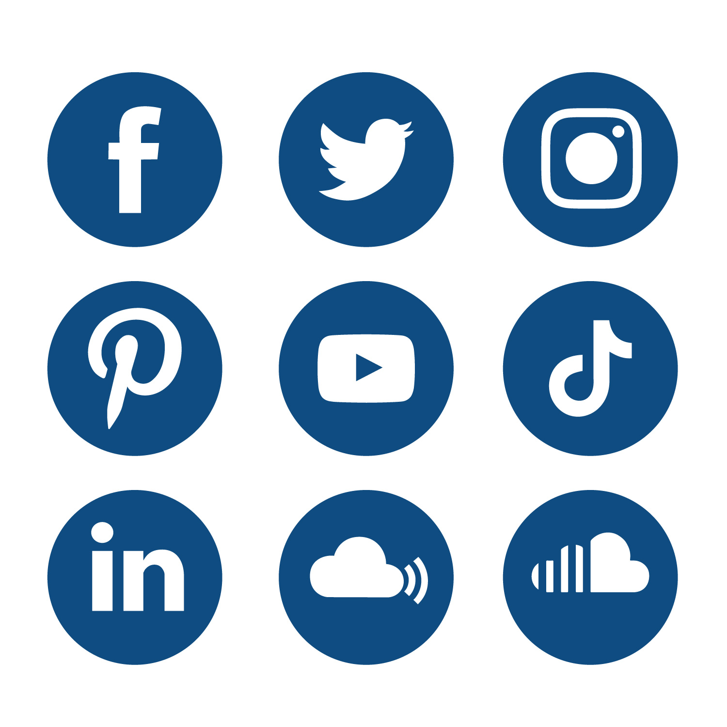 Classic Blue Social Media Icons