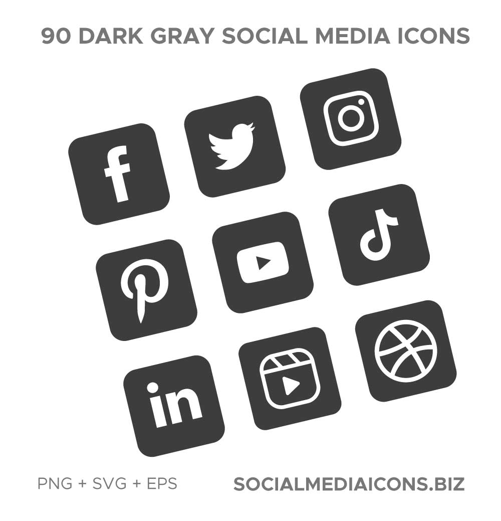 90 social media icons gray