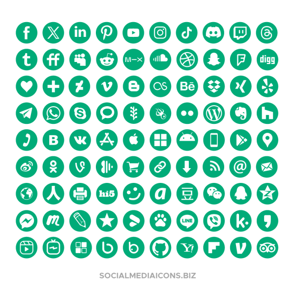 100 Mint Social Media icons