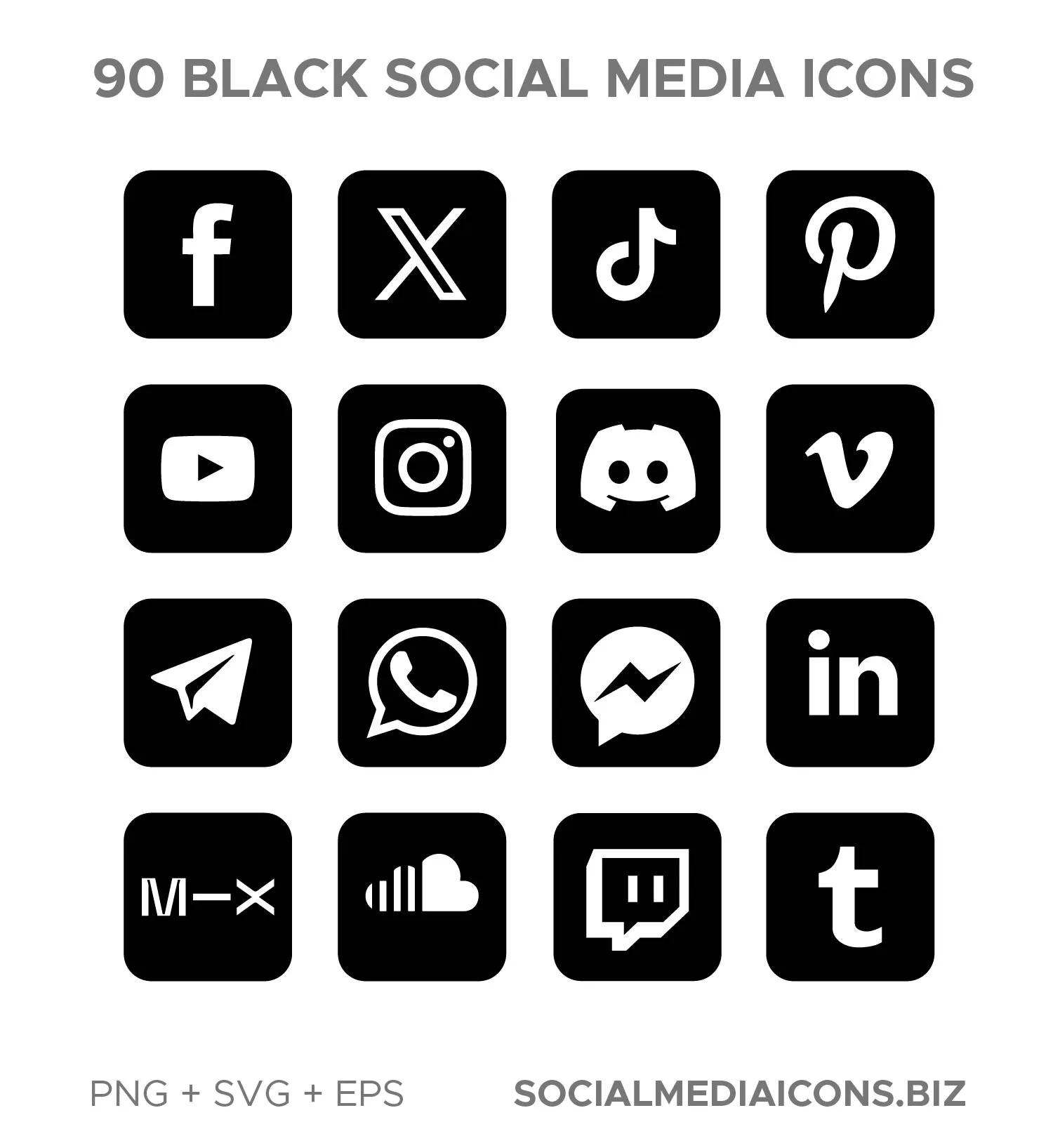 100 black rounded square social media