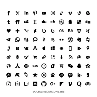 90 simple flat social meddia icons