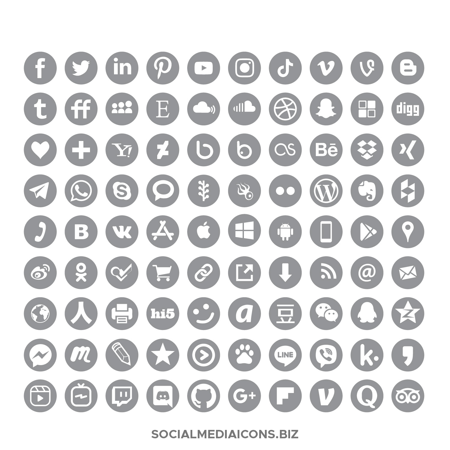 Ultimate Grey Social Media Icons