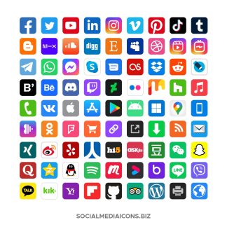 80 Rounded Square Social Media Icons