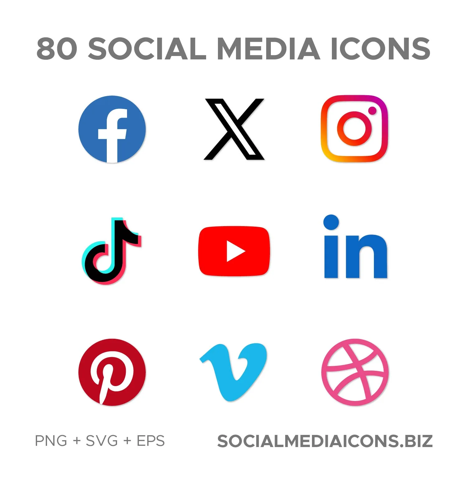 Simple Social Media Icons - 90 vector icon set