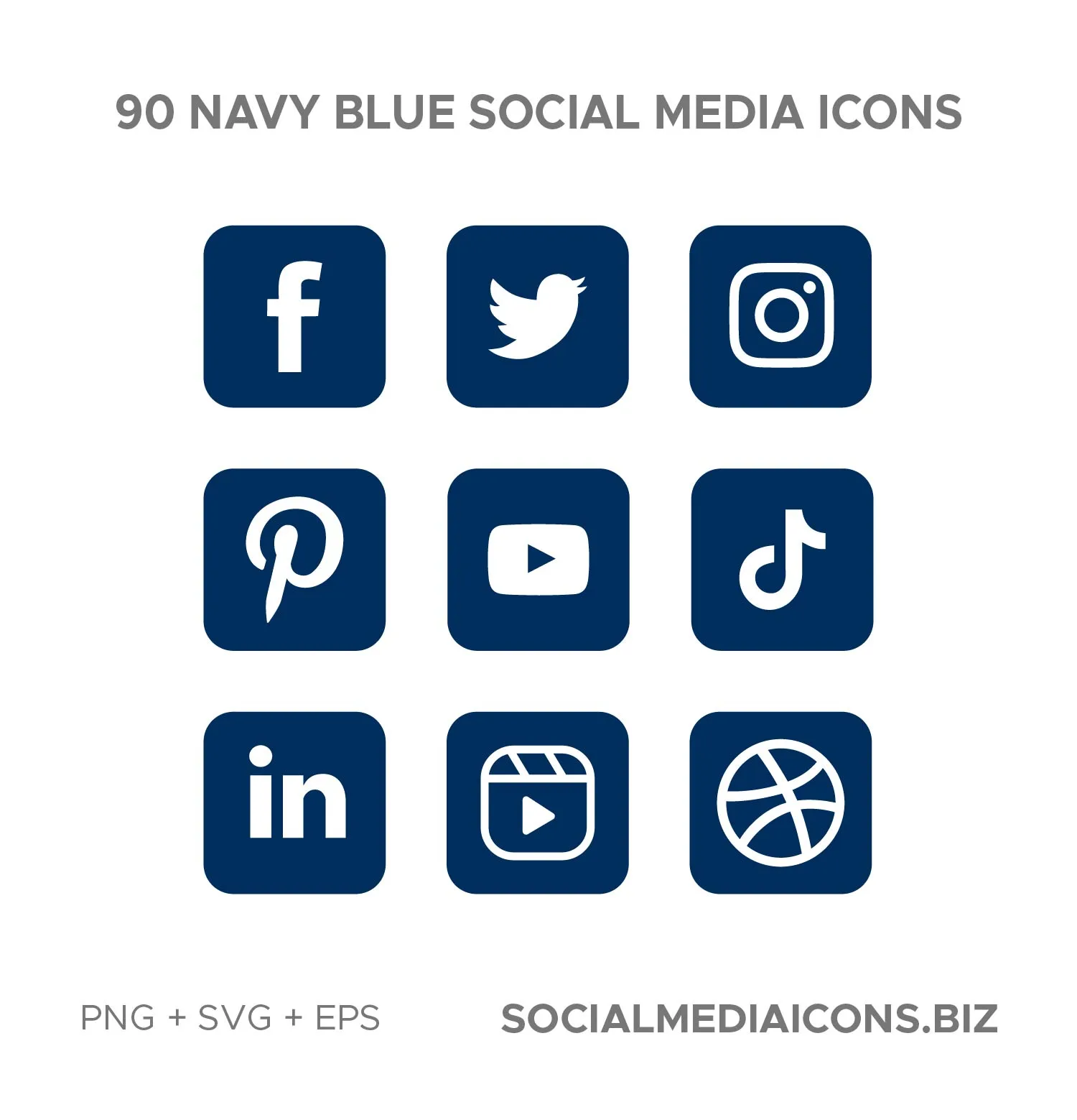 Blue Navy rounded square social media icons