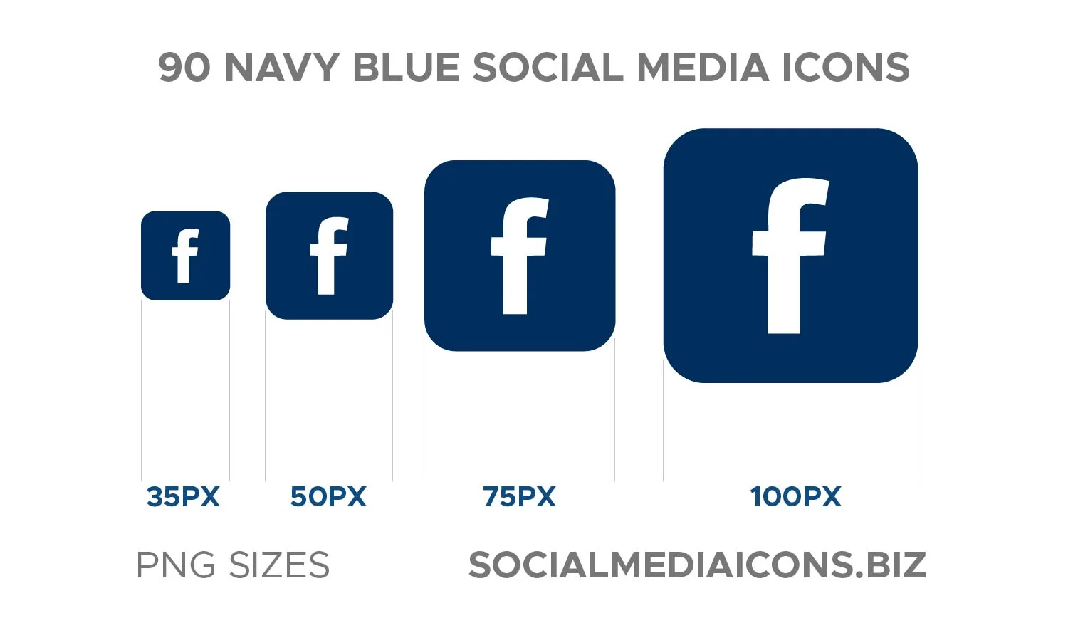 Blue Navy rounded square social media icons