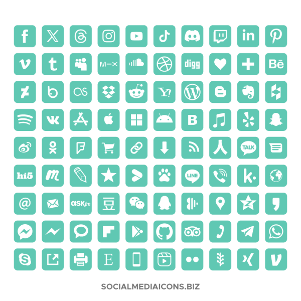 Bermuda green rounded square social media icons